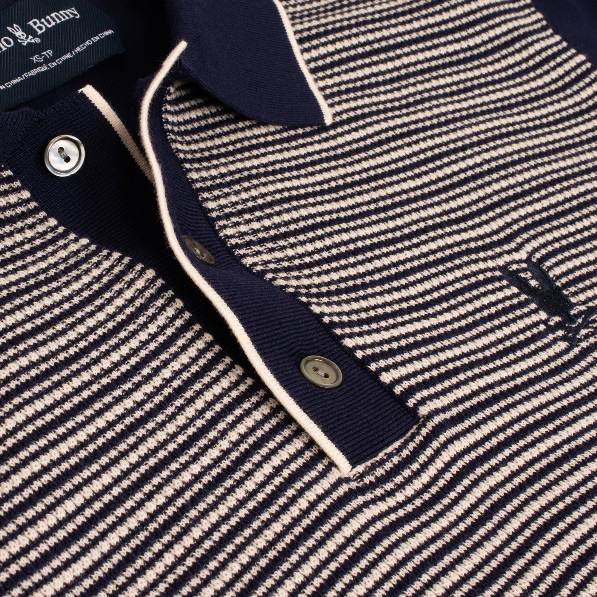 Psycho Bunny Kenny Striped Knit Mens Polo